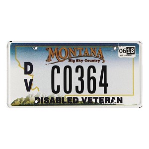 2018 Montana Veteran Disabled License Plate #CO364