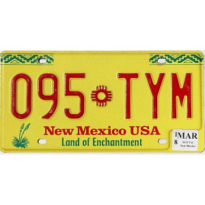 2018 New Mexico License Plate #095TYM