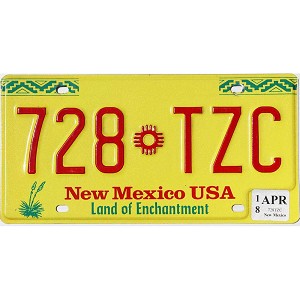 2018 New Mexico License Plate #728TZC