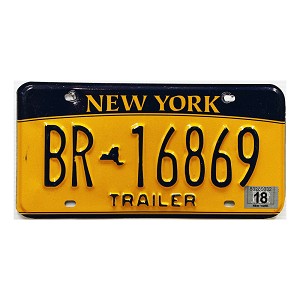 2018 New York Trailer License Plate #BR16869