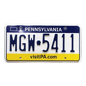2018 Pennsylvania License Plate #MGW5411