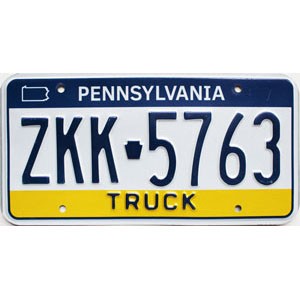 2018 Pennsylvania Truck License Plate #ZKK5763