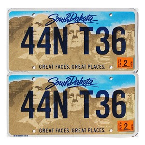 2018 South Dakota License Plates Pair #44NT36