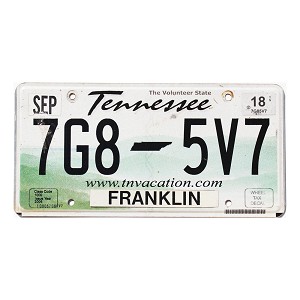 2018 Tennessee License Plate #7G85V7