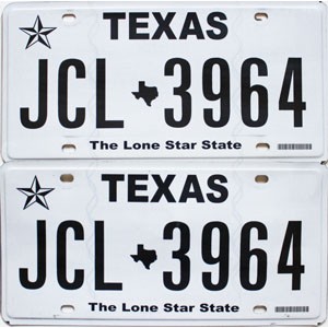2018 Texas License Plates Pair #JCL3964
