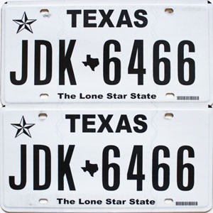 2018 Texas License Plates Pair #JDK6466