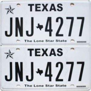 2018 Texas License Plates Pair #JNJ4277