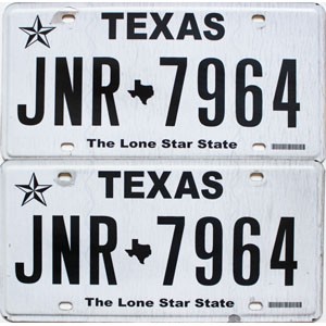 2018 Texas License Plates Pair #JNR7964