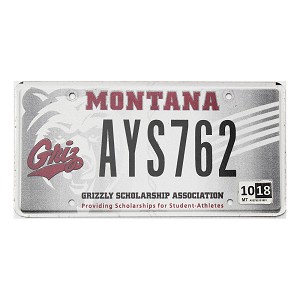 2018 Montana Grizzly Scholarship License Plate #AYS762