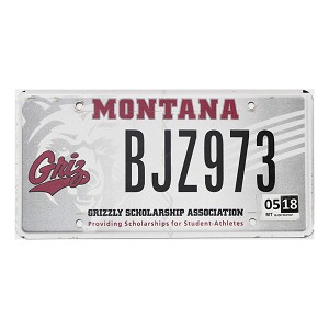 2018 Montana Grizzly Scholarship License Plate #BJZ973