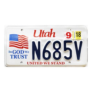 2018 Utah In God We Trust License Plate #N685V