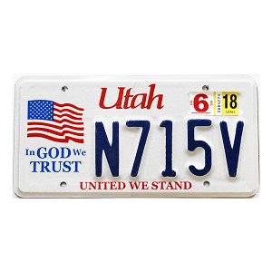 2018 Utah In God We Trust License Plate #N715V