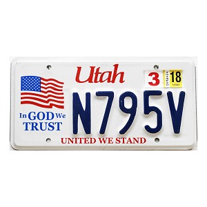 2018 Utah In God We Trust License Plate #N795V