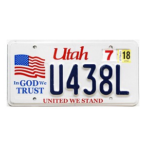2018 Utah In God We Trust License Plate #U438L