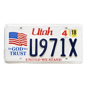 2018 Utah In God We Trust License Plate #U971X