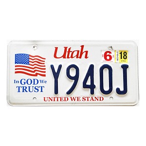 2018 Utah In God We Trust License Plate #Y940J