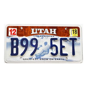 2018 Utah Ski License Plate #B995ET