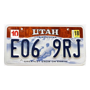 2018 Utah Ski License Plate #E069RJ