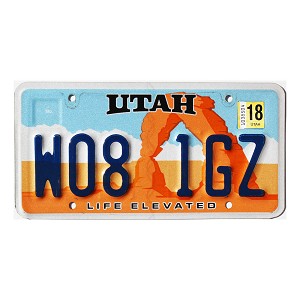 2018 Utah Arch License Plate #W081GZ