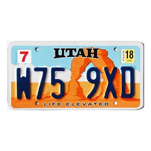 2018 Utah Arch License Plate #W759XD