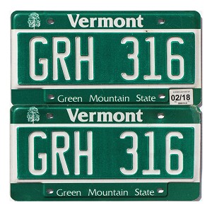 2018 Vermont License Plates Pair #GRH316