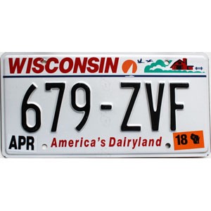 2018 Wisconsin License Plate #679ZVF