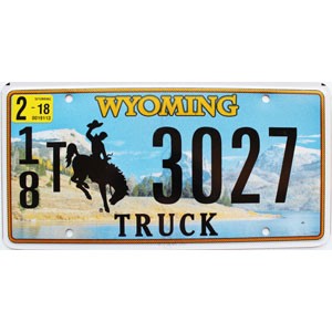 2018 Wyoming Truck License Plate #183027
