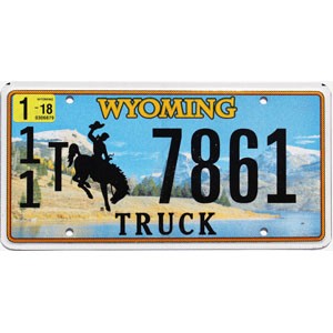 2018 Wyoming Truck License Plate #117861