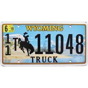 2018 Wyoming Truck License Plate #1111048