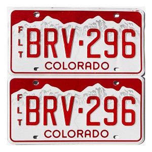 2019 Colorado Fleet License Plates Pair #BRV296