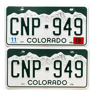 2019 Colorado License Plates Pair #CNP949