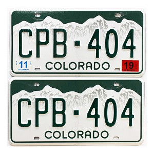 2019 Colorado License Plates Pair #CPB404