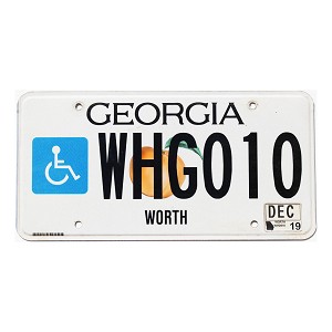 2019 Georgia Disabled License Plate #WHG010
