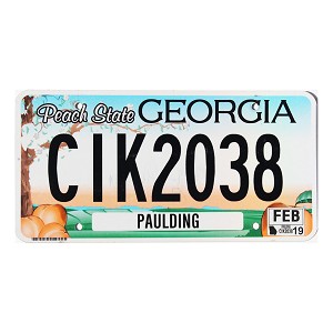 2019 Georgia License Plate #CIK2038