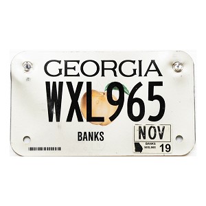 2019 Georgia Motorcycle License Plate #WXL965