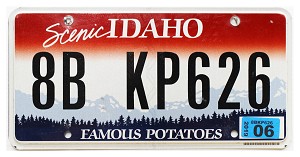 2019 Idaho License Plate #8BKP626