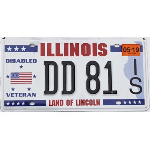 2019 Illinois Disabled Veteran License Plate #DD81