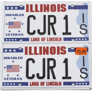 2019 Illinois Disabled Veteran License Plates Pair #CJR1