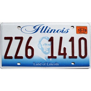 2019 Illinois License Plate #ZZ61410