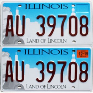 2019 Illinois License Plates Pair #AU39708