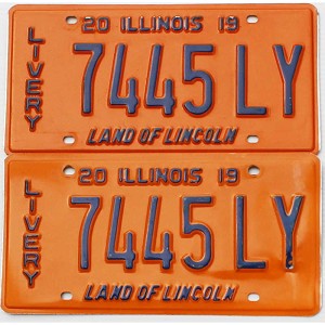 2019 Illinois Livery License Plates Pair #7445