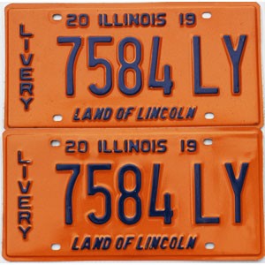 2019 Illinois Livery License Plates Pair #7584