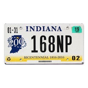 2019 Indiana License Plate #168NP