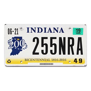 2019 Indiana License Plate #255NRA