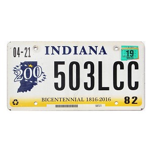 2019 Indiana License Plate #503LCC