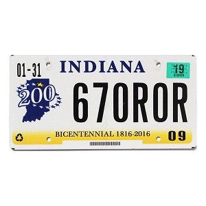 2019 Indiana License Plate #670ROR