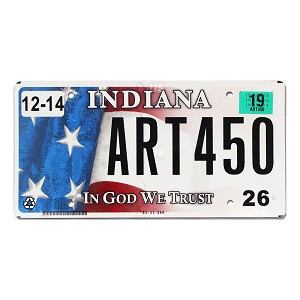 2019 Indiana License Plate #ART450