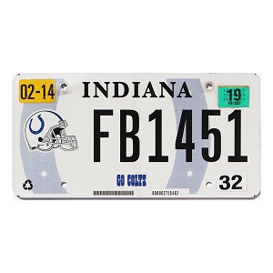 2019 Indianapolis Colts License Plate #FB1451