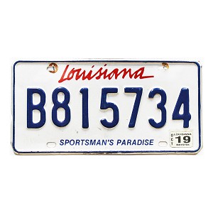 2019 Louisiana Sportsman's Paradise License Plate #B815734