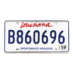 2019 Louisiana Sportsman's Paradise License Plate #B860696